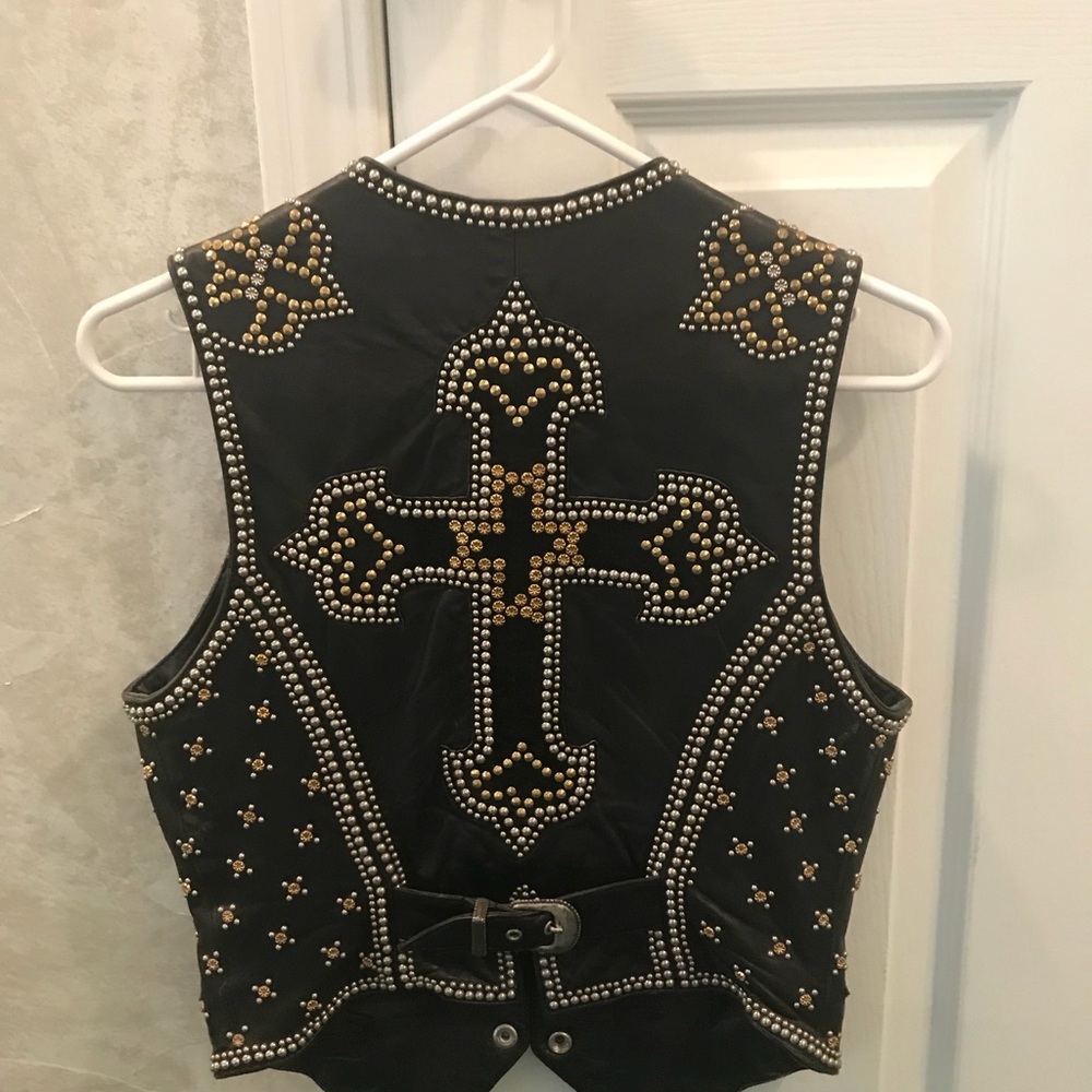 Studded leather vest from both beach leather